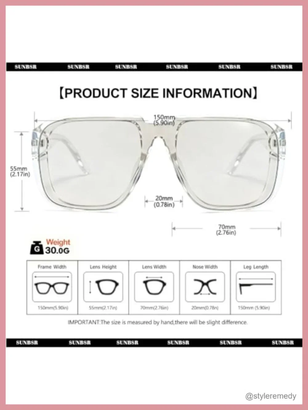 Oversized Square Sunglasses UV400 Protection Trendy 90s Unisex Shades